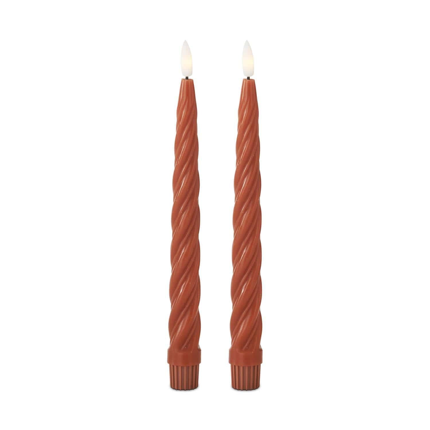 Rust Spiral LED Taper Candles